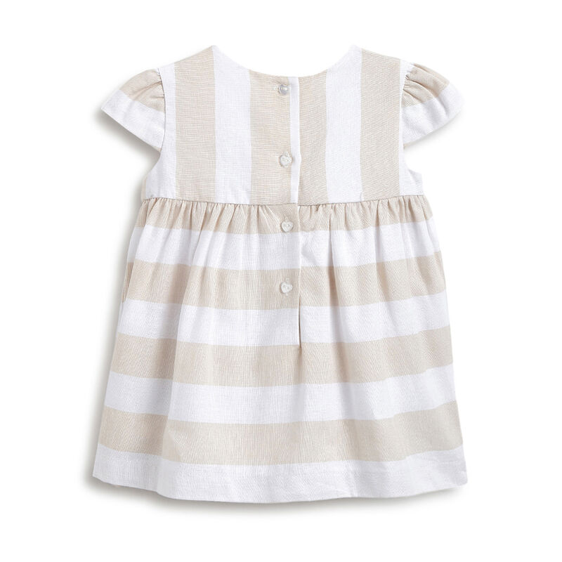 Girls Natural Striped Short Sleeve Dress with Panties image number 1